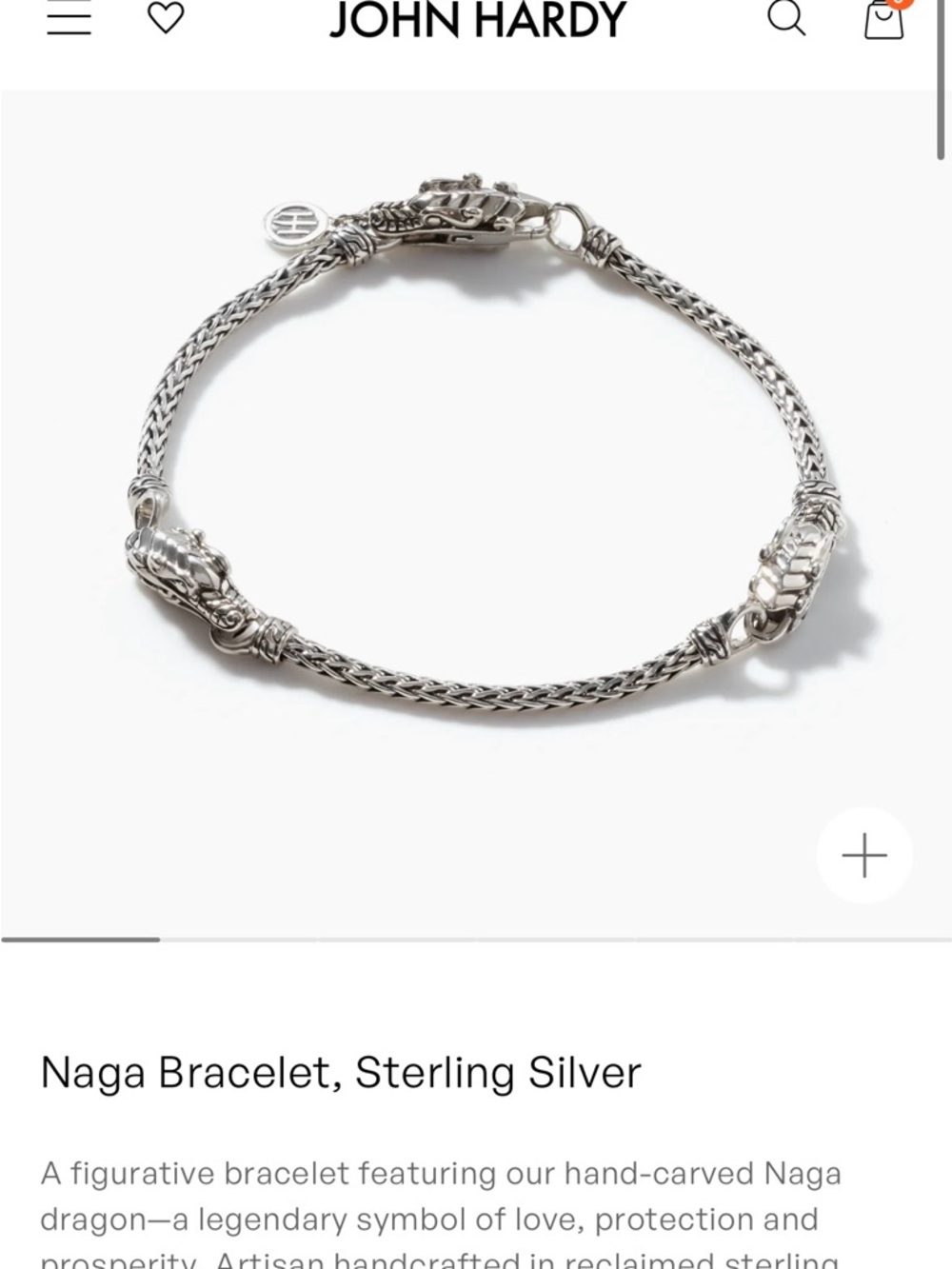 John Hardy Sterling Silver Naga Dragon Bracelet - Silver